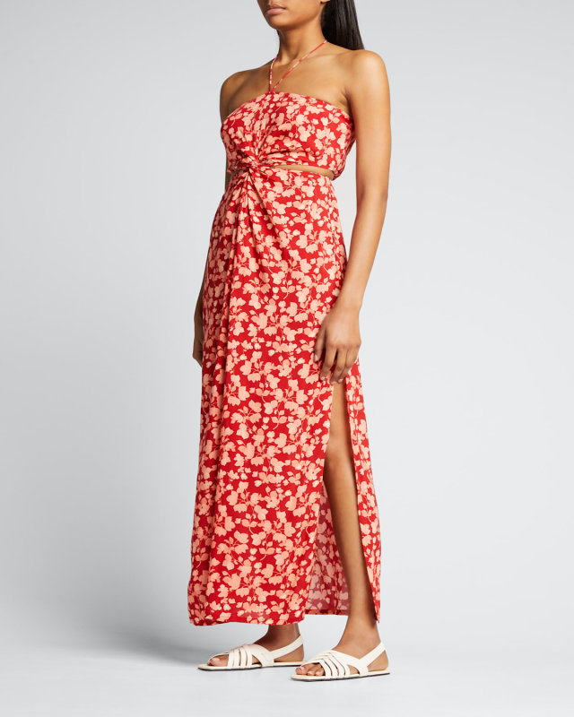 Twisted Halter Floral Maxi Dress
